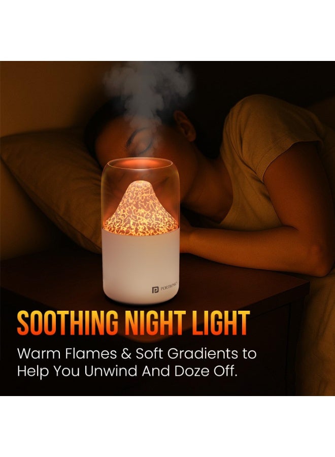 بورترونيكس Portronics Magma 2-in-1 Volcano Water Mist Humidifier & Night Lamp, Type-C Powered, Silent Operation, Dual Mist & Light Modes, 300 ml Tank, Skin Hydration & Easy Breathing (Not for Essential Oils) - Image 5